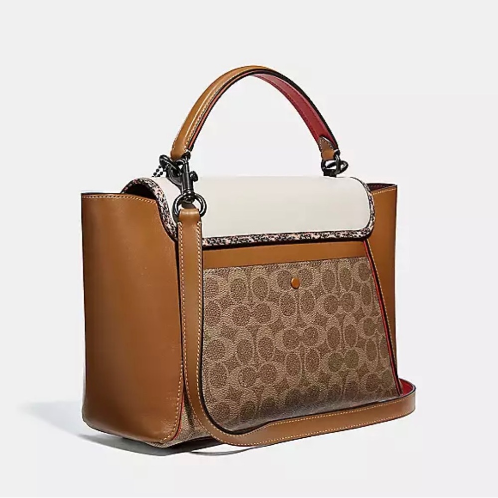 Coach Courier Carryall 23 In Colorblock Signature Canvas With Snakeskin Detail - Picture 2 of 10